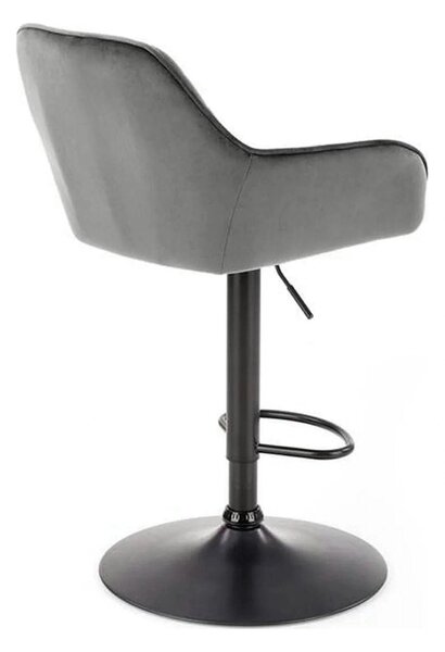 Scaun bar H103, gri - Bluvel 14/negru, stofa catifelata/otel, 55x55x92