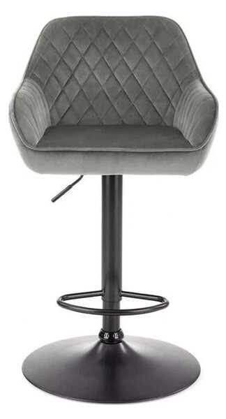 Scaun bar H103, gri - Bluvel 14/negru, stofa catifelata/otel, 55x55x92