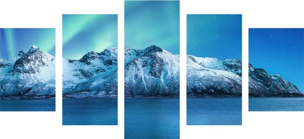 Tablou 5-piese aurora polară arctică