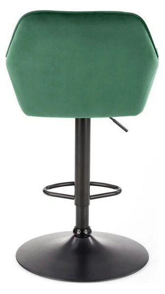 Scaun bar H103, verde inchis/negru, stofa catifelata/otel, 55x55x92/11