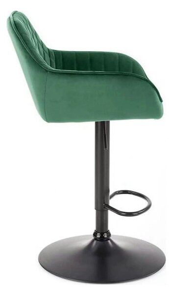 Scaun bar H103, verde inchis/negru, stofa catifelata/otel, 55x55x92/11