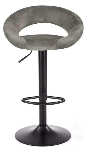 Scaun bar H102, gri - Bluvel14/negru, stofa catifelata/otel, 53x48x78/