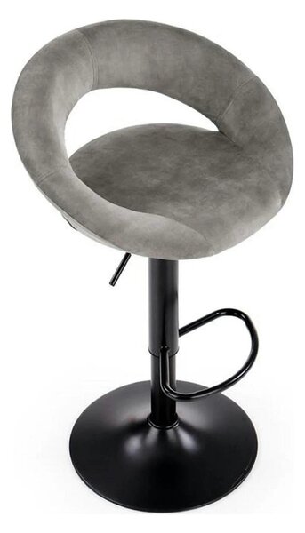 Scaun bar H102, gri - Bluvel14/negru, stofa catifelata/otel, 53x48x78/