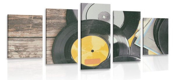 Tablou 5-piese discuri vechi de gramofon