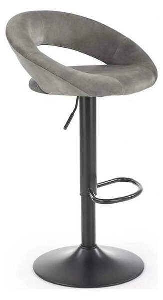 Scaun bar H102, gri - Bluvel14/negru, stofa catifelata/otel, 53x48x78/