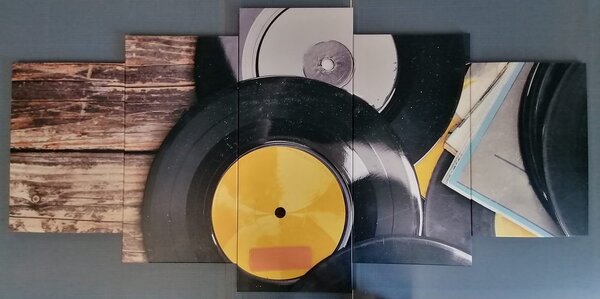 Tablou 5-piese discuri vechi de gramofon