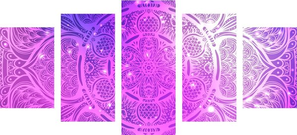 Tablou 5-piese Mandala indiană cu un fundal galactic