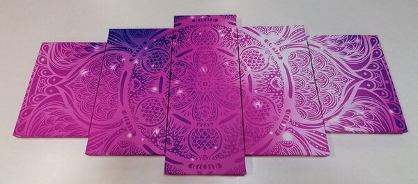 Tablou 5-piese Mandala indiană cu un fundal galactic