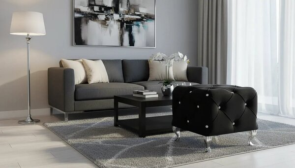 Taburet HESTIA K, stofa catifelata negru - Bluvel 19, 50x50x46 cm