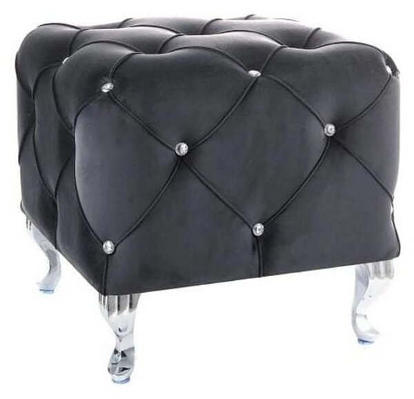 Taburet HESTIA K, stofa catifelata negru - Bluvel 19, 50x50x46 cm