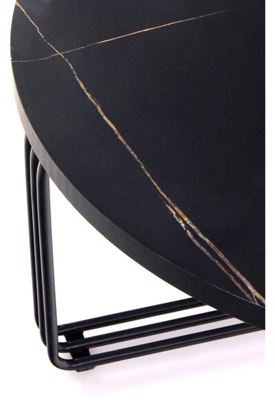 Masuta cafea ANTICA, negru cu efect de marmura/negru, 80x80x36 cm