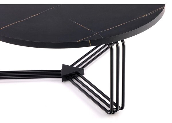Masuta cafea ANTICA, negru cu efect de marmura/negru, 80x80x36 cm