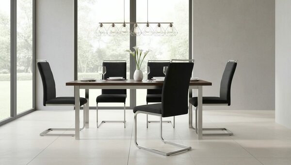 Scaun H441, negru, stofa catifelata/metal, 41x42x102 cm
