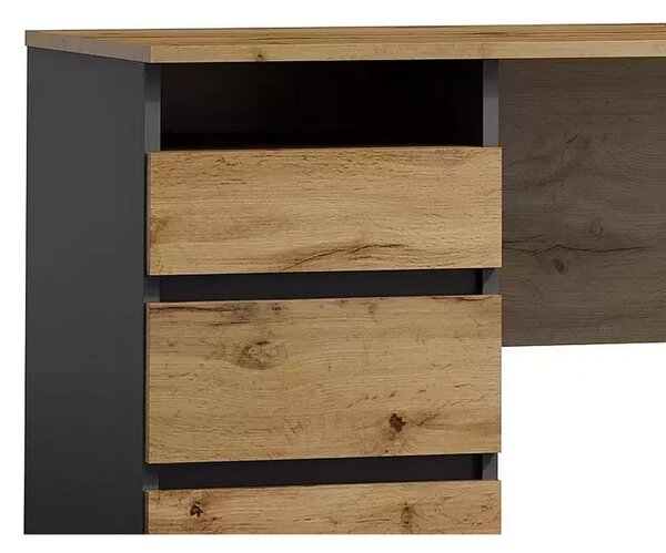 Birou B-005, stejar wotan/gri antracit, PAL laminat, 120x55x77 cm