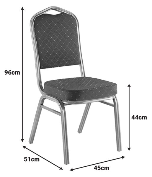 Scaun bisericesc / conferinta Hilton stivuibil material textil rosu metal auriu de evenimente 45x51x96cm