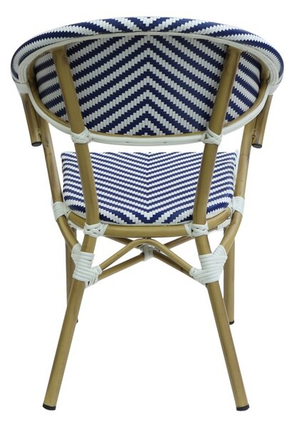Scaun de gradina Isaia aluminiu natural textilena albastru si alb 57x57x83 cm