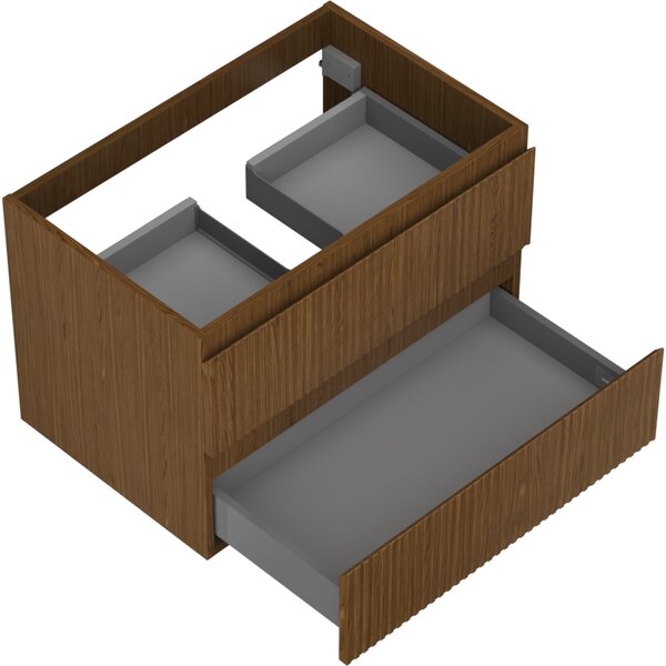 Mexen Rivel, mobilier de baie sub lavoar 70 cm, 2 sertare, canelat, nuc, 91A20-07047-2-BFF86
