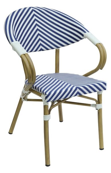 Scaun de gradina Isaia aluminiu natural textilena albastru si alb 57x57x83 cm