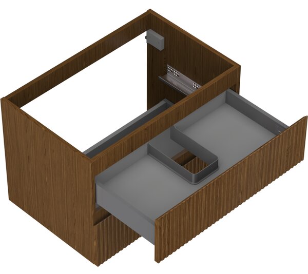Mexen Rivel, mobilier de baie sub lavoar 70 cm, 2 sertare, canelat, nuc, 91A20-07047-2-BFF86