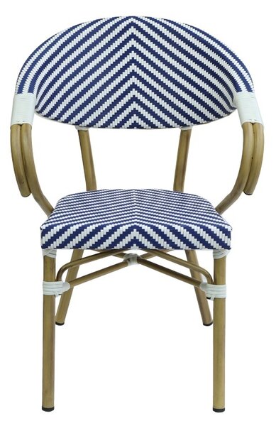 Scaun de gradina Isaia aluminiu natural textilena albastru si alb 57x57x83 cm