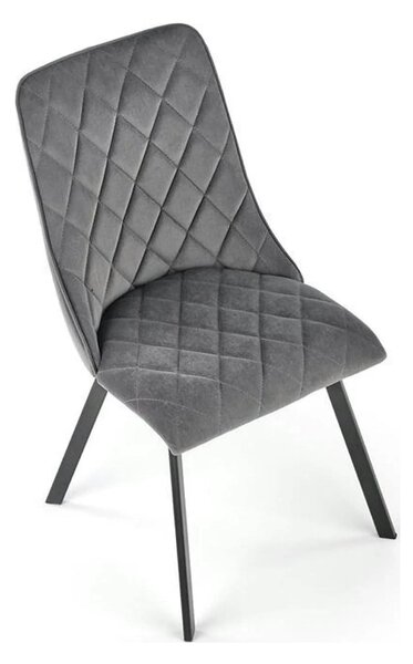 Scaun K450, gri/negru, stofa catifelata/metal, 44x58x85 cm