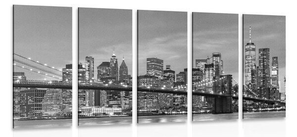 Tablou 5-piese pod fermecător din Brooklyn în design alb-negru