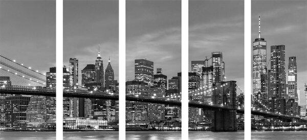Tablou 5-piese pod fermecător din Brooklyn în design alb-negru