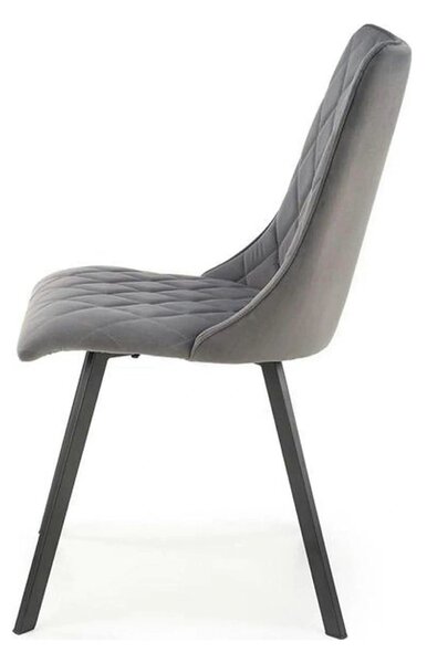 Scaun K450, gri/negru, stofa catifelata/metal, 44x58x85 cm