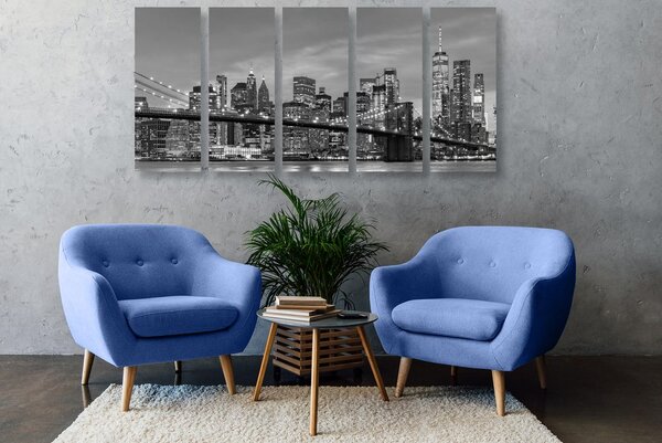 Tablou 5-piese pod fermecător din Brooklyn în design alb-negru