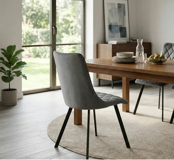 Scaun K450, gri/negru, stofa catifelata/metal, 44x58x85 cm
