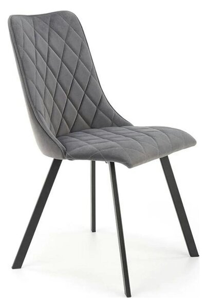 Scaun K450, gri/negru, stofa catifelata/metal, 44x58x85 cm