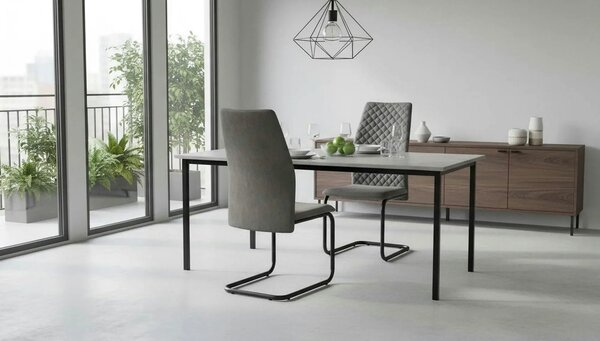 Scaun K444, gri/negru, stofa catifelata/metal, 44x54x97 cm