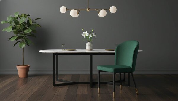 Scaun K446, verde/negru, stofa catifelata/metal, 51x55x86 cm