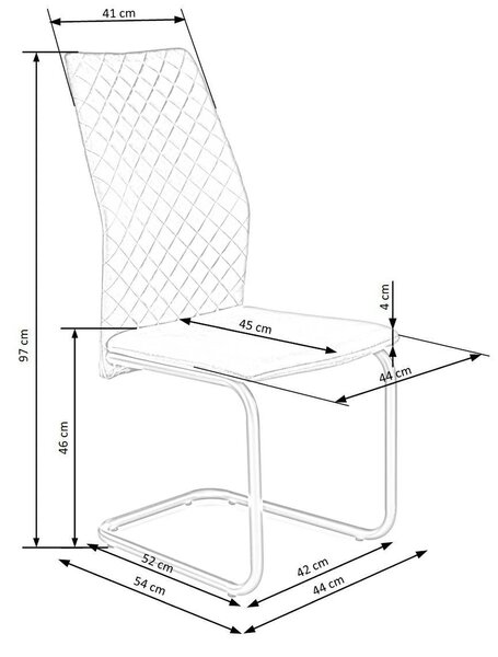 Scaun K444, gri/negru, stofa catifelata/metal, 44x54x97 cm