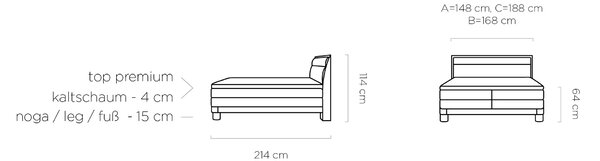 Pat lemn cu tablie tapitata DONNA 160x200, stofa catifelata bej - Shan
