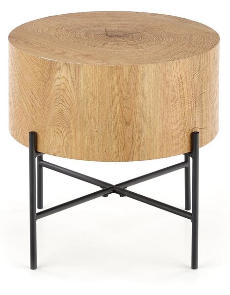 Masuta cafea BROOKLYN S, stejar natural/negru, 45x45x45 cm