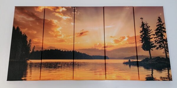 Tablou 5-piese reflexie lacului de munte