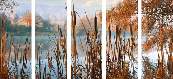 Tablou 5-piese râul în mijlocul naturii de toamnă