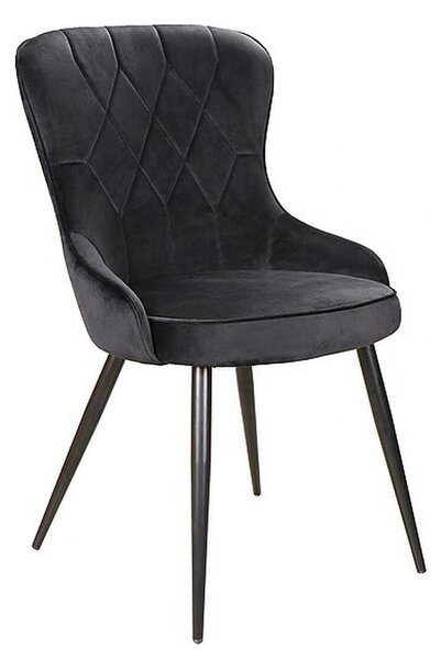 Scaun Lotus, negru, stofa catifelata/metal, 52x45x91 cm