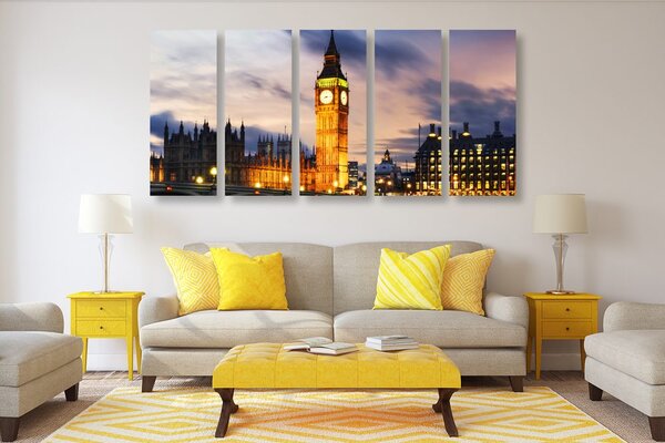 Tablou 5-piese Big Ben nocturn în Londra
