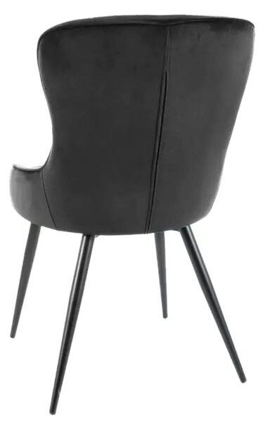 Scaun Lotus, negru, stofa catifelata/metal, 52x45x91 cm
