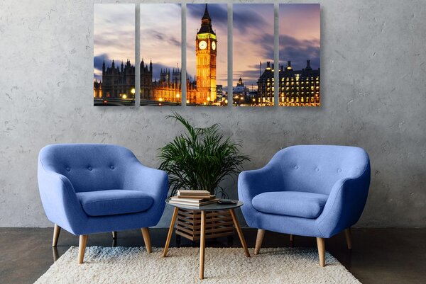 Tablou 5-piese Big Ben nocturn în Londra