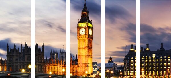 Tablou 5-piese Big Ben nocturn în Londra