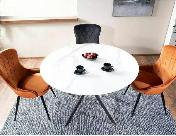 Scaun Lotus, negru, stofa catifelata/metal, 52x45x91 cm