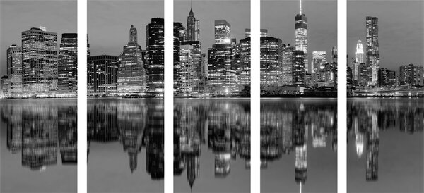 Tablou 5-piese orașul Manhattan în design alb-negru