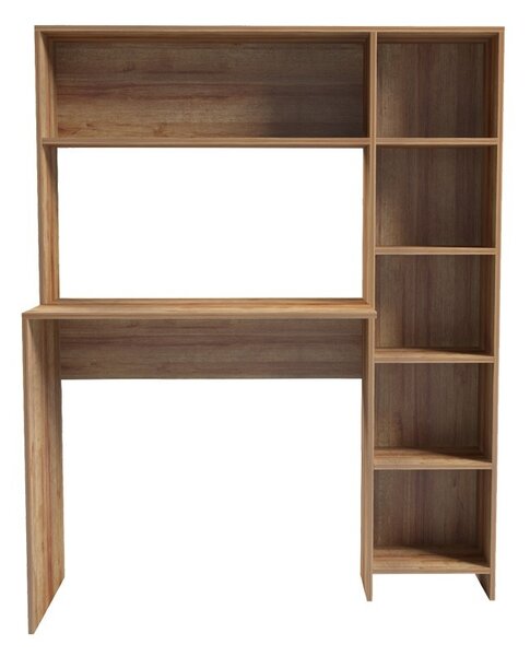 Birou Janson Pakoworld cu bibliotecă, culoare stejar, 113.2x40x141.8 cm