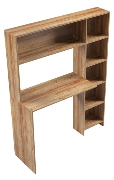 Birou Janson Pakoworld cu bibliotecă, culoare stejar, 113.2x40x141.8 cm