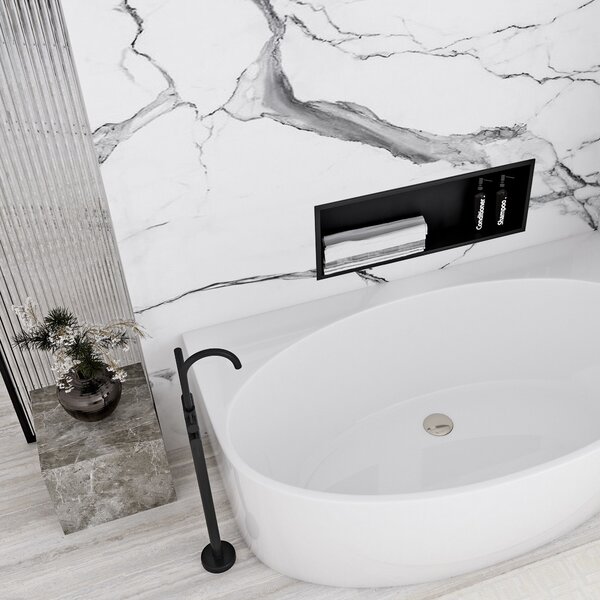 Raft baie incastrat perete 30x60 black matt