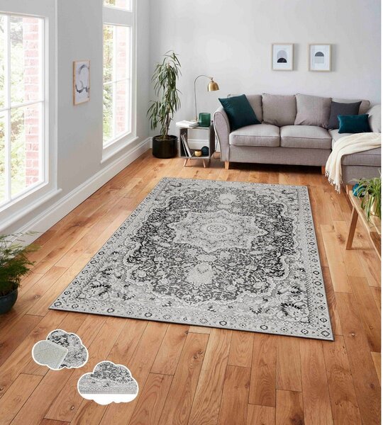 Covor, 160x230 cm, forma dreptunghiulara, material poliester, gri, ASR