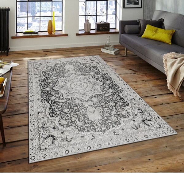 Covor, 160x230 cm, forma dreptunghiulara, material poliester, gri, ASR